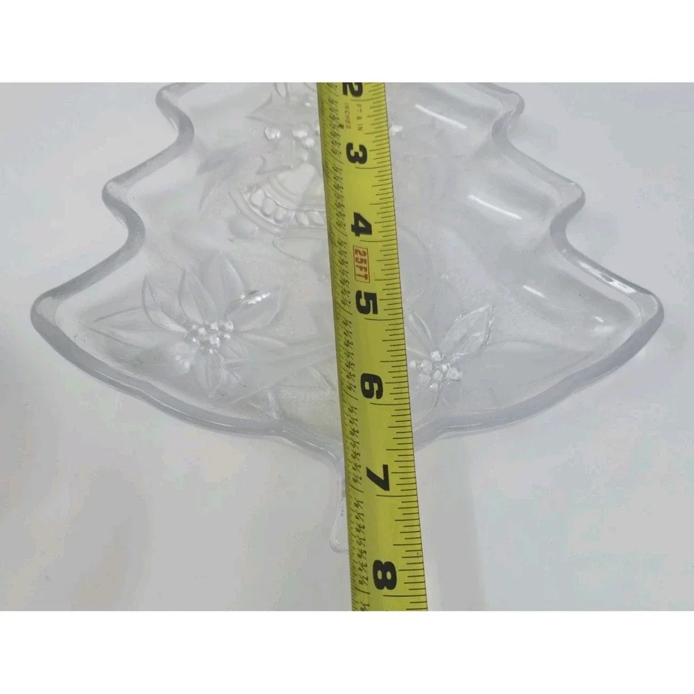 Vintage Clear Glass Christmas Tree Candy Dish 8